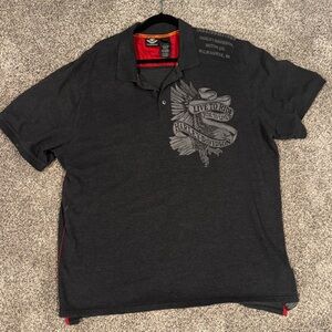 Harley-Davidson Charcoal Polo with Eagle Graphic
